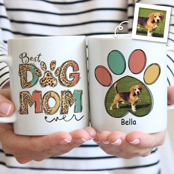 Custom Photo Best Dog Mom Ever  -  Personalized Custom Ceramic Mug Gift For Dog Lovers