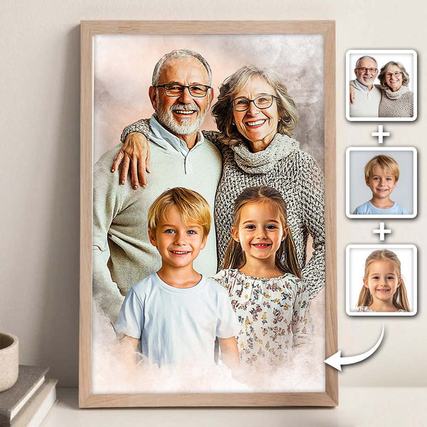 Add Deceased Loved One to Photo - Memorial Gift - Add Person to Photo - Family Portrait Different Photos, Combine Photos Canvas