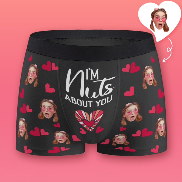 I'm Nuts About You - Personalized Photo Men's Boxer Briefs - Valentine's Day Gift For Boyfriend, Husband