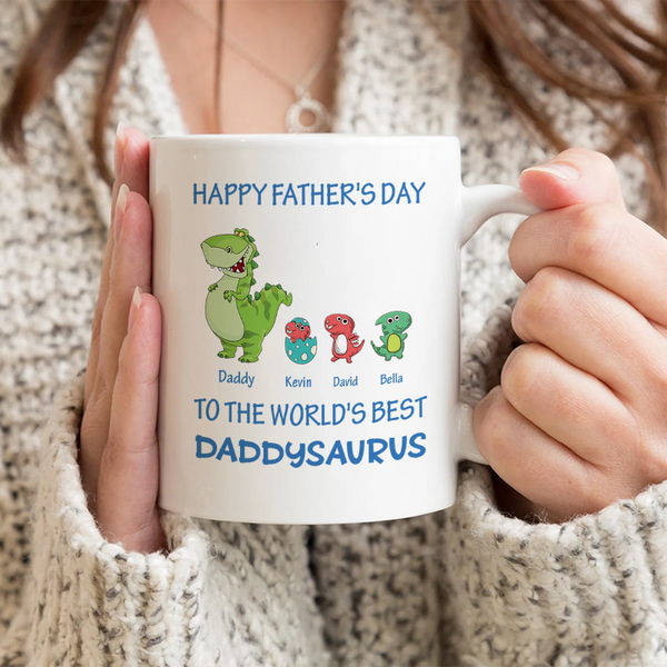 The World's Best Daddysaurus - Personalized Custom Ceramic Mug Gift For Dad