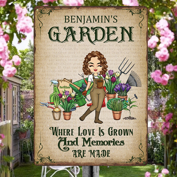 Where Love Is Grown And Memories Are Made - Garden Sign - Loving Gift For Garden Lovers Personalized Custom Garden Metal Sign