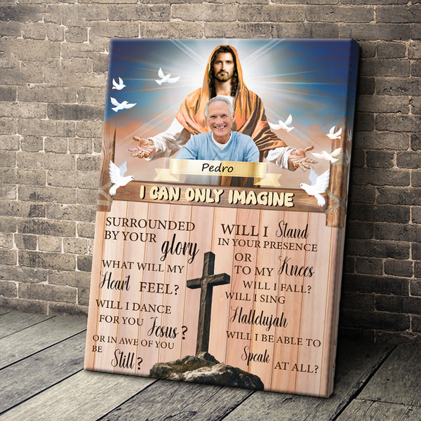 Custom Photo Personalized Custom Canvas Jesus Bless Memorial Gift For Loss