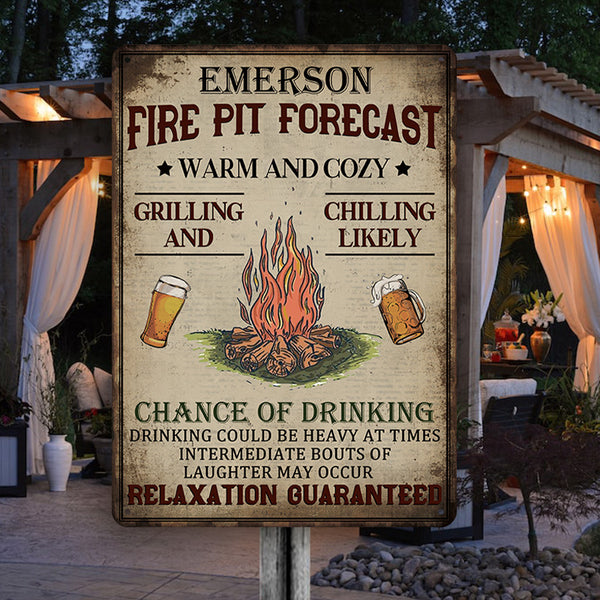 Personalized Camping Fire Pit Forecast Customized  Metal Signs - Camping Signs
