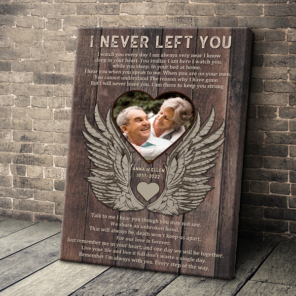 Custom Photo - I Never Left You - Memorial Personalized Customized Loss Canvas - Gift For Loss - Mourning Gift