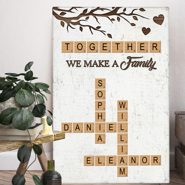 Together We Make A Family Crossword Canvas - Personalized Customized Canvas - Gifts For Family Members