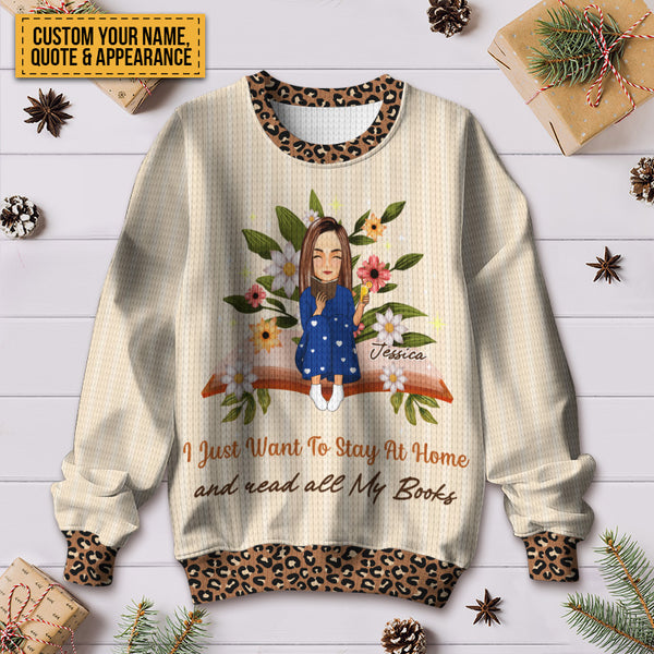 Official Reading Shirt Just A Girl Who Loves Books - Ugly Sweater - Gifts For Book Lovers Personalized Custom Ugly Sweater