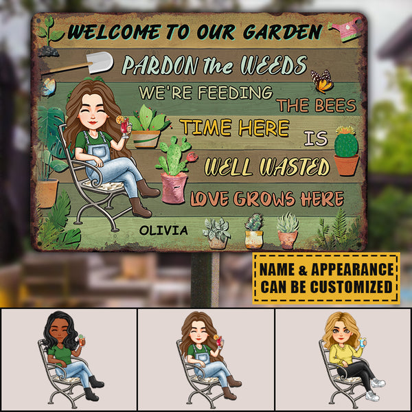 Welcome To Our Garden - Metal Sign - Gift For Garden Lovers Personalized Custom Garden Metal Sign