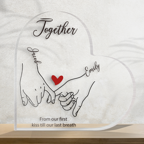 I Love You Forever & Always Anniversary Gifts For Couple Personalized Custom Heart Shaped Acrylic Plaque