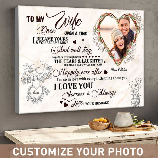 Custom Photo And Name - Anniversary Gifts, Couple Gifts, To My Wife Personalized Canvas Wall Art