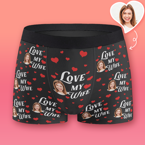 I Love My Wife - Personalized Customized Man's Boxer Briefs - Gift For Husband Boyfriend - Valentines Day Gift
