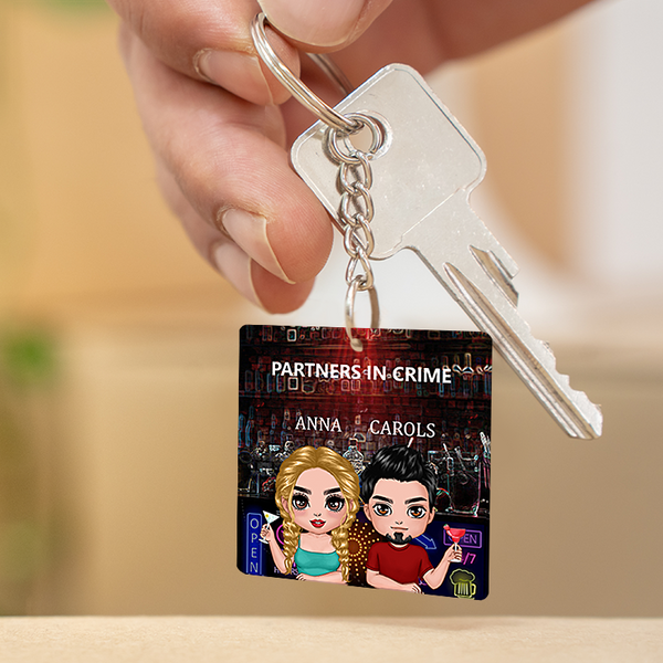 Partners In Crime - Couple Keychain - Gift For Couples Personalized Custom Keychain