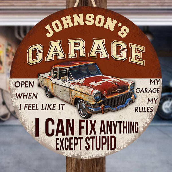 Personalized Auto Mechanic Garage I Can Fix Anything Customized Classic Door Signs