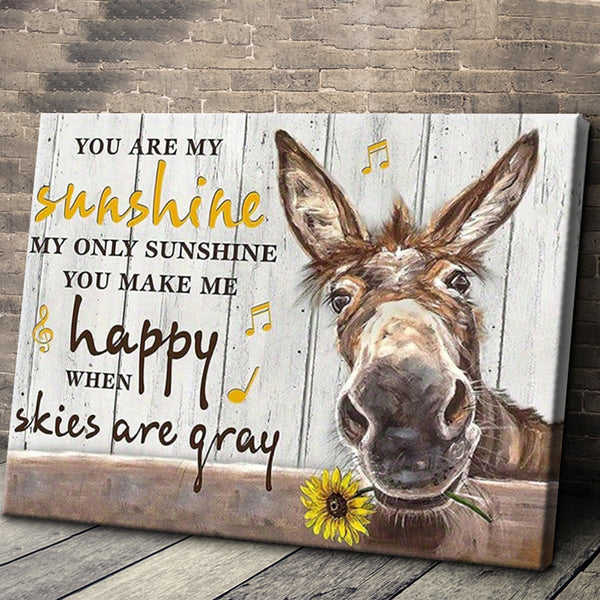 You Are My Sunshine My Only Sunshine - Donkey Canvas Wall Art For Living Room Bedroom Bathroom