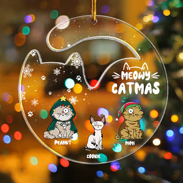 Merry Christmas Meowy Catmas - Gift For Pet Cat Lover - Personalized Customized Ornament - Pet Ornament Cute Cat Gift