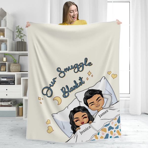 Our Snuggle Blanket - Couple Blanket - Anniversary Gifts For Couples Personalized Custom Fleece Blanket