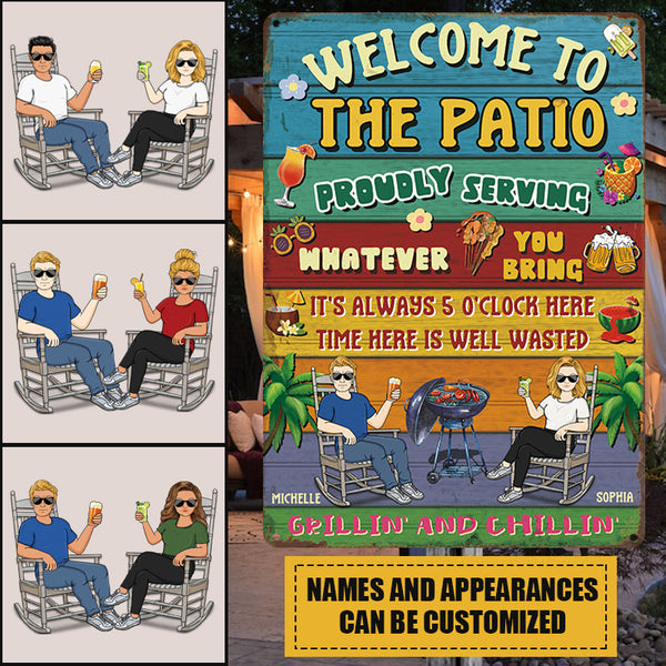 Welcome To The Patio - Patio Sign - Personalized Custom Classic Metal Signs