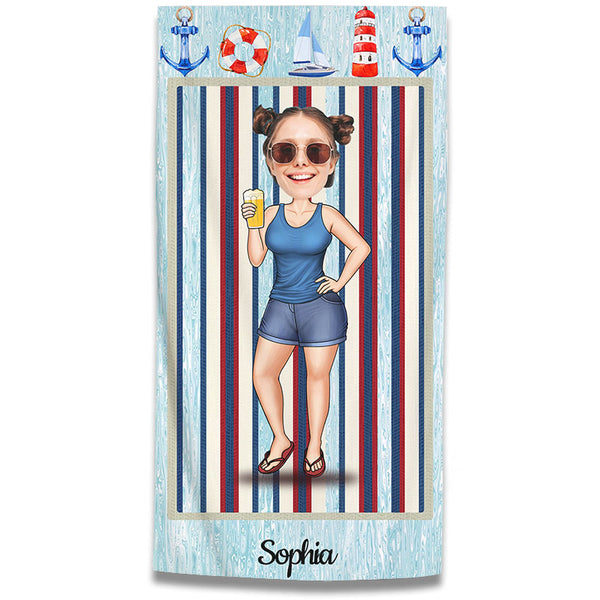 Custom Photo Personalized Custom Beach Towel Traveling Beach Poolside Swimming Picnic Vacation - Funny Gift For Her, Him, Besties, Family
