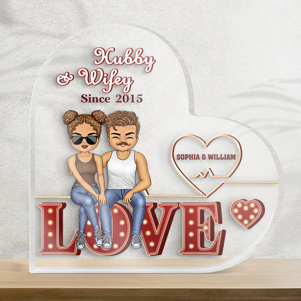 Hubby & Wifey Since - Personalized Customized Acrylic Plaque - Gift For Couple Lover - Valentine's Day Gift