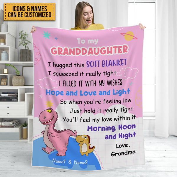 Personalized Custom Blanket Granddaughter Dinosaur Blanket Gifts For Granddaughter Birthday Gifts