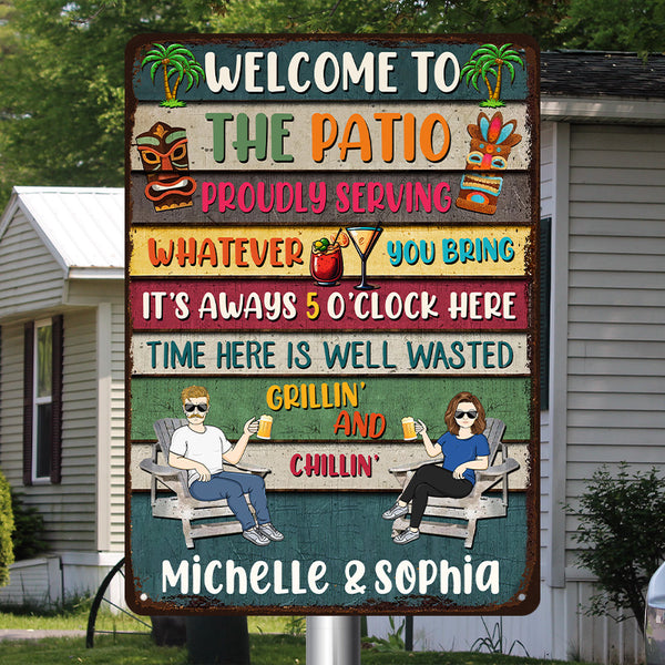 Patio Grilling Proudly Serving Whatever You Bring Gift For Couples Personalized Custom Metal Sign