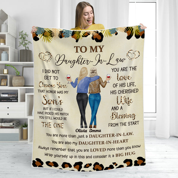 To My Daughter-In-Law You Are My Daughter-In-Heart, Personalized Custom Fleece Flannel Blanket
