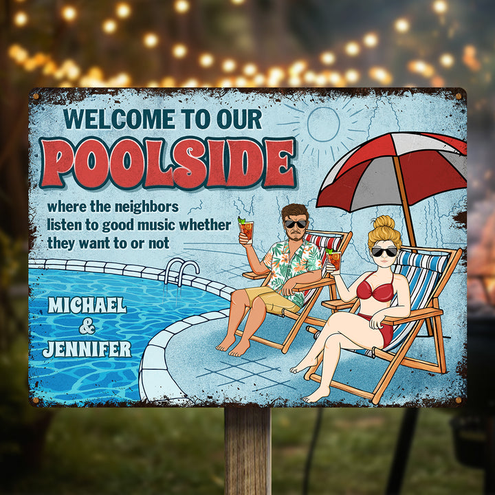 Poolside Personalized Customized Metal Sign Swimming Decoration Gift F ...