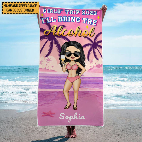 Girls' Trip I'll Bring The Alibi Beaches Swimming Picnic - Personalized Custom Beach Towel