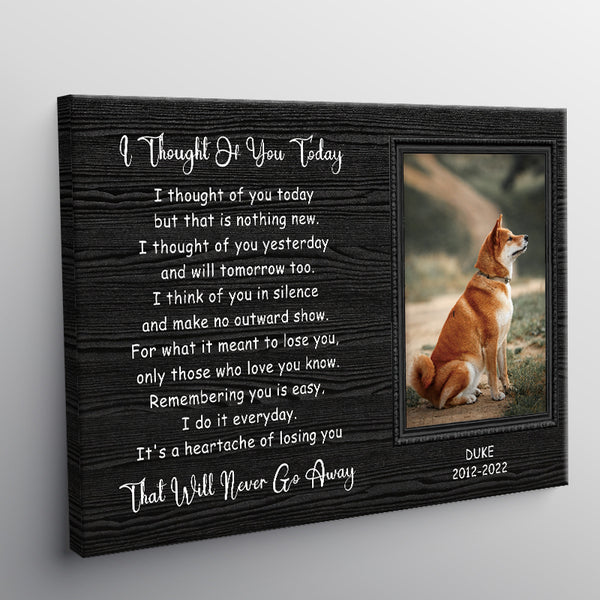 Custom Photo Personalized Dog Memorial Canvas I Thought Of You Today Canvas Print  For Dog Lovers