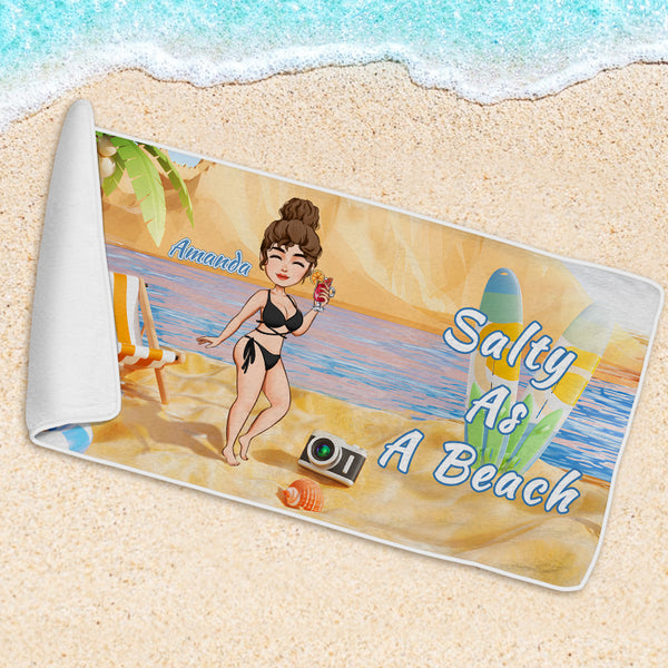 Gift For Beach Lovers - Personalized Custom Beach Towel - Tanned & Tipsy