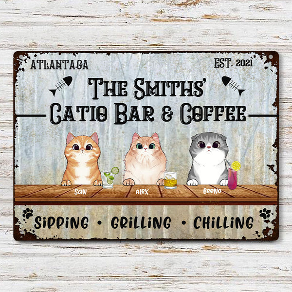 Personalized Metal Sign Bar Cats Serving Whatever You Brought Pet Sign Gift For Cat Mom Cat Father