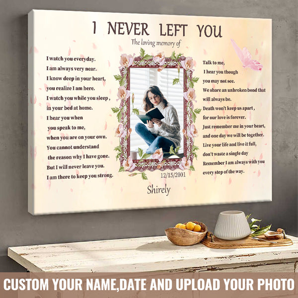 Custom Photo - I Never Left You And Rember The Loving Memory Of The Angel - Personalized Custom Canvas - Family Canva