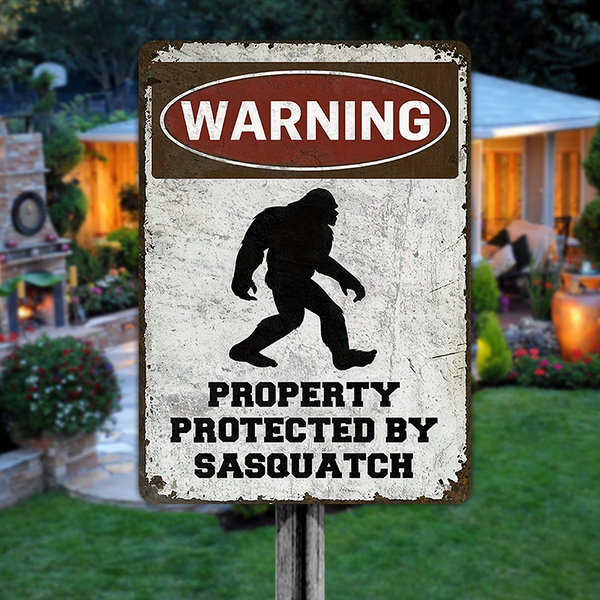 Retro Tin Sasquatch Property Protected - Decor Vintage Metal Sign