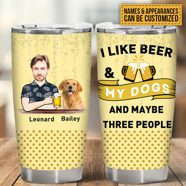 Custom Photo Old Man Beer Dog Personalized Tumbler Upload Image Custom Face Tumbler