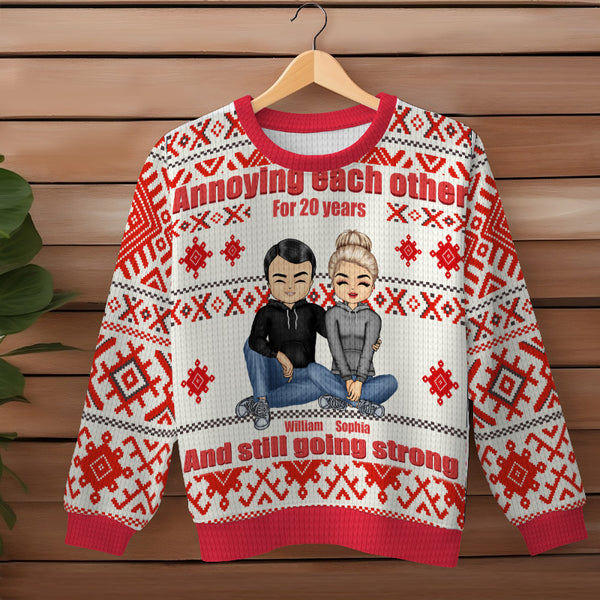 Annoying Each Other And Still Going Strong - Gift For Couple - Personality Customized Ugly Sweater