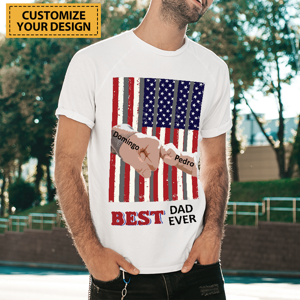 Best Dad Ever - Gift For Father - Personalized Back/White/Gray Printed Shirt