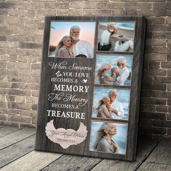 Custom Photo When Someone You Love Becomes A Memory - Memorial Canvas - Sympathy Gifts Personalized Custom Framed Canvas Wall Art