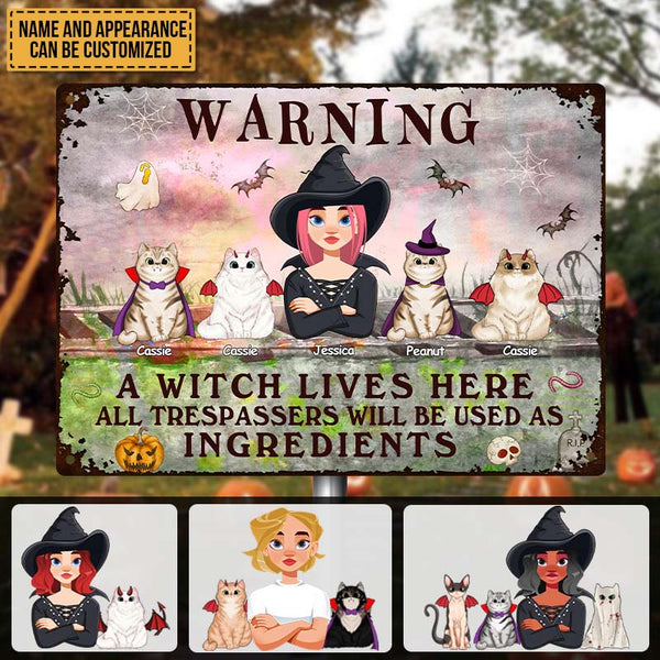 Personalized Metal Halloween Gift Sign A Witch Liver Here All Trespassers Will Be Used As Ingredients