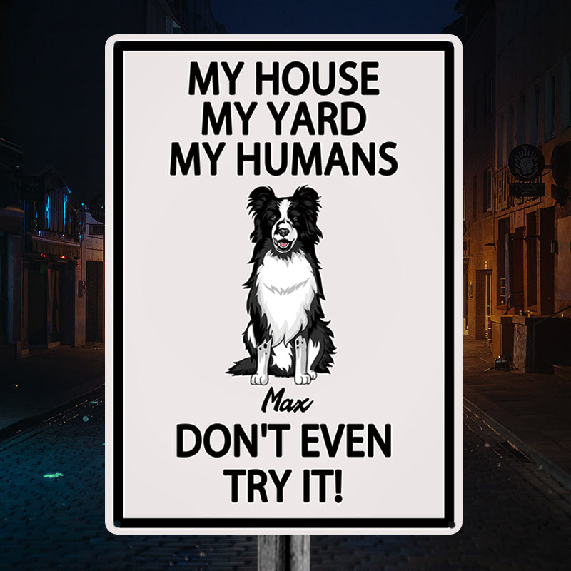 Targa In Latta Vintage Con Bassotto: My House My Yard My Humans – Decorazione Da Parete 20x30 Cm Per Casa, Bar E Cucina