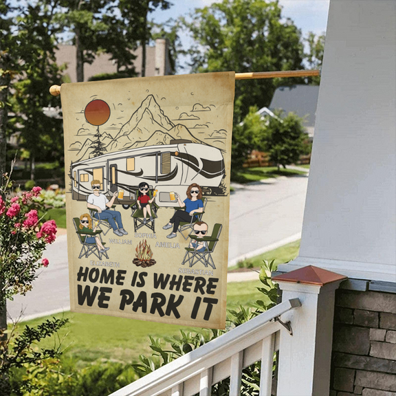 Personalized Off-Grid/Log Cabin Life Flag - Best Gift For Family/Couple - Our Happy Place - IR6K80