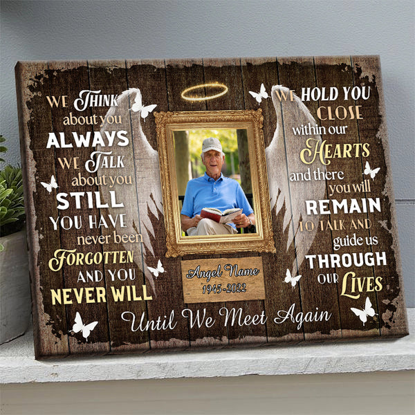 Until We Meet Again - Memorial Gifts For Angel, Sympathy Gift Personalized Custom Framed Canvas Wall Art