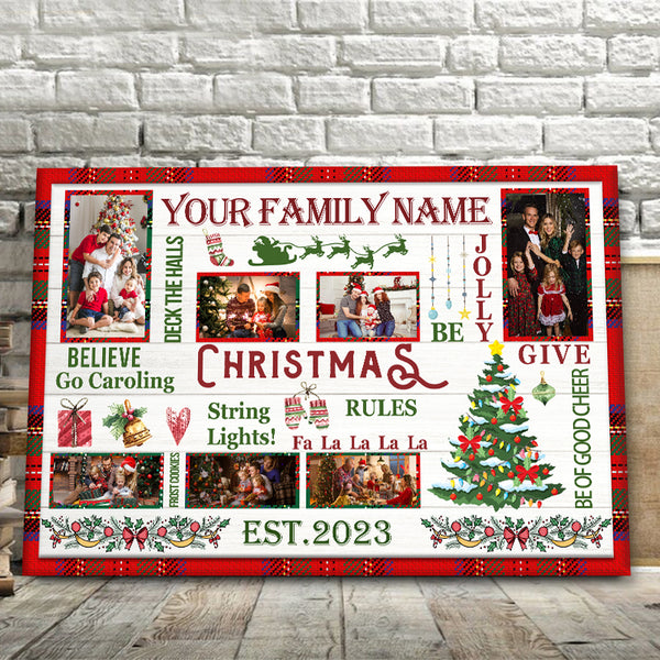 Personalized Canvas Christmas Decor Sign, Welcome Home, Christmas Gift For Family