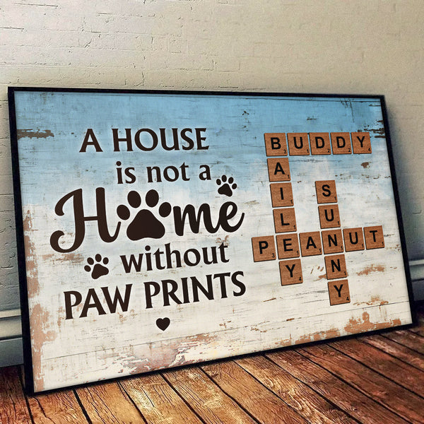 Home With Paw Prints Pet Crossword Puzzle Art - Personalized Customized Canvas - Gifts For Dog Lovers