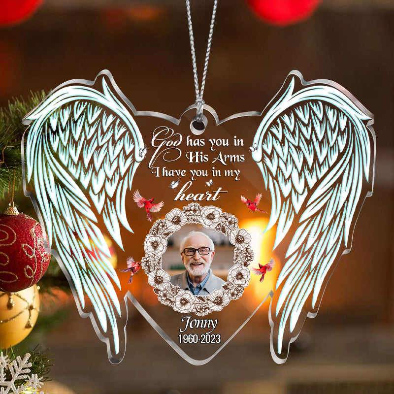 God Has You In His Arms, I Have You In My Heart - Husband Wife, Personalized Shaped Wood Sign main image 1