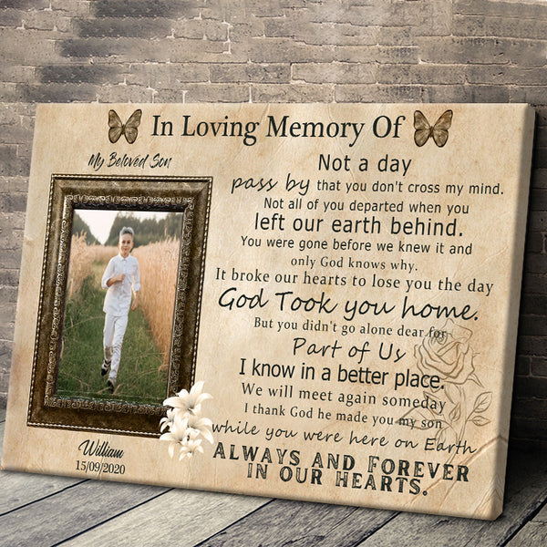 Loved Son Always And Forever In Our Hearts - Personalized Canvas - Gifts For Loss Of Son