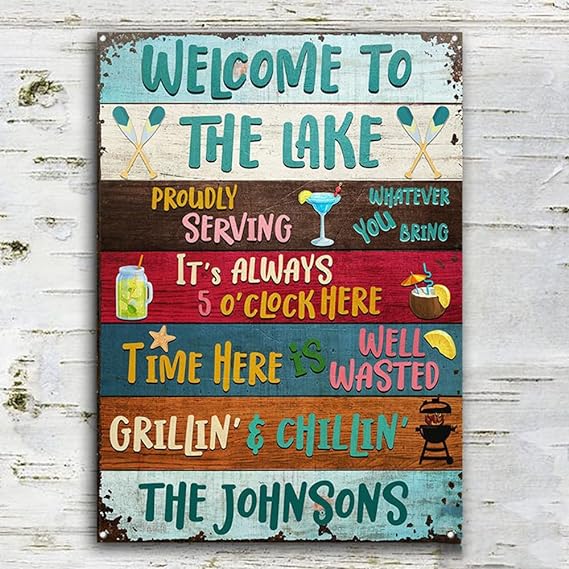 Lake House Proudly Serving Custom Classic Metal Signs - Lake House Sign - Lake House Decor