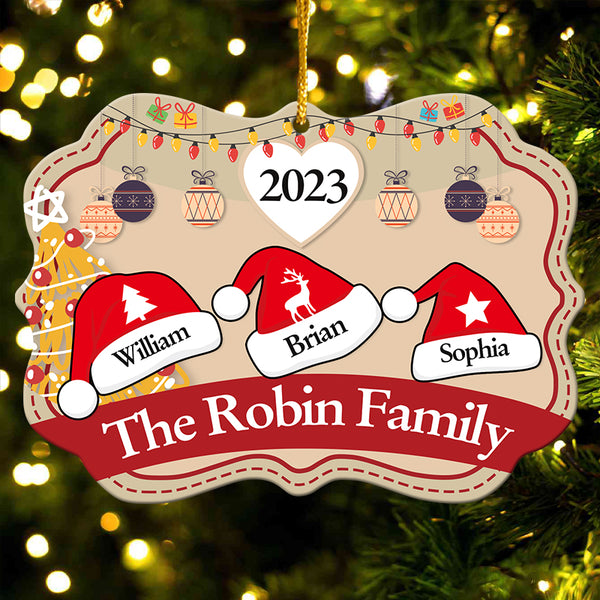 The Family Christmas Hat Design - Christmas Gift For Family - Personalized Customized Ornament - Christmas Gift