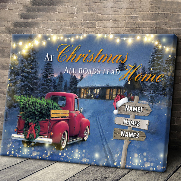 Personalized Canvas Prints,  At Christmas All Roads Lead Home, Christmas Gifts For Family