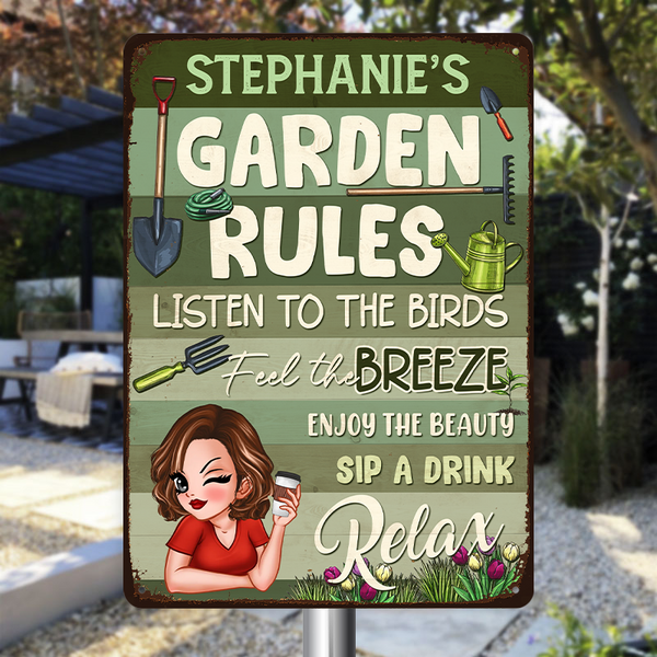 Garden Rules - Personalized Customized Metal Sign - Gift For Garden Woman