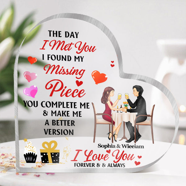 The Day I Met You - Personalized Customized Acrylic Plaque - Gift For Couple Lover - Valentine's Day Gift