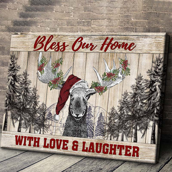 Personalized Framed Canvas Wall Art - Bless Our Home With Love - Christmas Gifts For Family